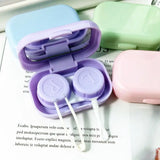 Qfdian 2 Pcs Contact Lens Cases with Mirror Unisex Travel Easy Carry Colored Container Lenses Box