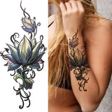 Qfdian  Fashion Mandala Flower Fake Tattoo Stickers For Women Adults Geometry Totem Temporary Tattoos DIY Party Waterproof Tattos Leaves