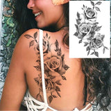 Qfdian  Black Tulip Totem Tattoos Stickers Women Body Waist Arm Art Bracelet Tattoos Temporary Girls Butterfly Tatoos Rose Chains