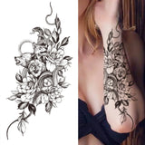 Qfdian  Realistic Fake Peony Temporary Tattoos For Women Girl Black Rose Elephant Flower Tattoo Sticker Tiger Anemone Tatoos Half Sleeve