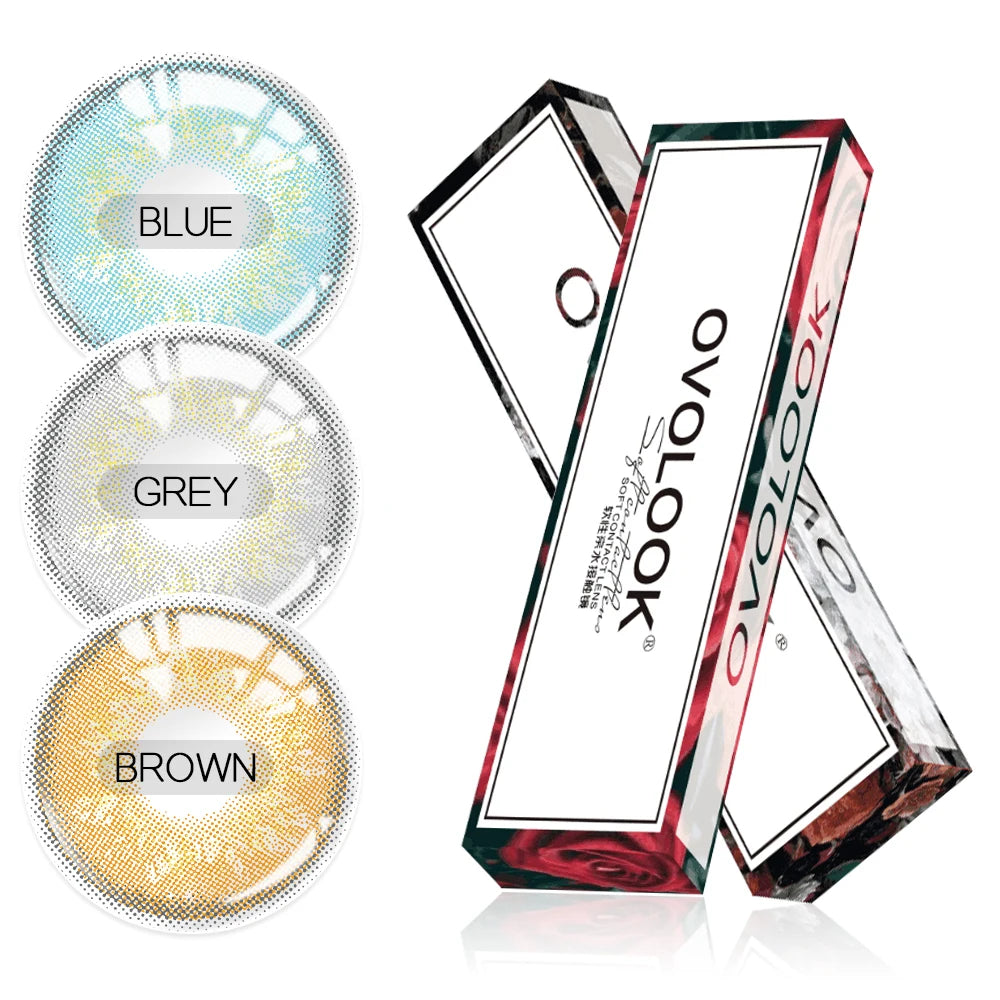 OVOLOOK-2pcs/pair Lenses 3 Tone Colored Contact Lenses for Eyes Beautiful Colorful Eyes Lenses Color Contacts