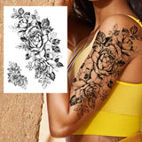 Qfdian  Sexy Tiger Flower Temporary Tattoo For Women Girl Skull Leopard Lion Tattoos Sticker Black Fake Tribal Animal Large Wasit Tattos