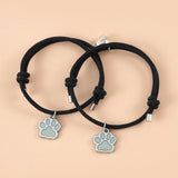 2PCS/Pair Luminous Dog Footprints Charms Bracelet For Women Men Love Heart Magnetic Couple Bracelets Rope Chain Bracelet Jewelry