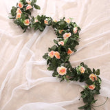 Qfdian  Silk Artificial Rose Vine Hanging Flowers for Wall Christmas Rattan Fake Plants Leaves Garland Romantic Wedding Home Decoration