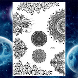Qfdian  Tribal Henna Temporary Tattoos For Women Girls Adult Lace Black Mandala Tattoo Sticker Fake Flower Lotus Moon Tatoos Waterproof