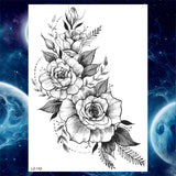 Qfdian  Flower Peony Temporary Tattoos For Women Girls Flora Snake Tattoo Sticker Black Lavender Sexy Fake Large Tatoos Sweatpea Dahlia
