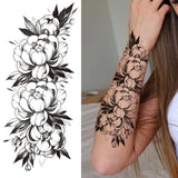 Qfdian  Large Realistic Flower Fake Tattoo Stickers For Woman Female Azalea Snake Flower Temporary Tattoos Body Art Water Transfer Tatoo