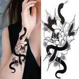 Qfdian  Realistic Peony Flower Temporary Tattoo For Women Compass Lotus Rose Dreamcatcher Tattoo Sticker Black Dragon Fake Lace Tatoo