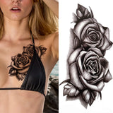 Qfdian  Realistic Peony Flower Temporary Tattoo For Women Compass Lotus Rose Dreamcatcher Tattoo Sticker Black Dragon Fake Lace Tatoo