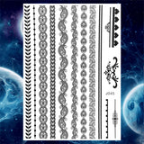 Qfdian  Tribal Henna Temporary Tattoos For Women Girls Adult Lace Black Mandala Tattoo Sticker Fake Flower Lotus Moon Tatoos Waterproof