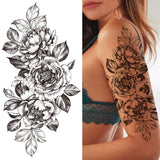 Qfdian  Lily Chains Flower Temporary Tattoos For Women Girl Black Butterfly Dream Catcher Tattoo Sticker Fake Rose Sexy Tatoos Back Body