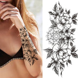 Qfdian  Fashion Mandala Flower Fake Tattoo Stickers For Women Adults Geometry Totem Temporary Tattoos DIY Party Waterproof Tattos Leaves