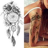 Qfdian  Lily Chains Flower Temporary Tattoos For Women Girl Black Butterfly Dream Catcher Tattoo Sticker Fake Rose Sexy Tatoos Back Body