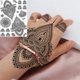 Qfdian  Tribal Henna Temporary Tattoos For Women Girls Adult Lace Black Mandala Tattoo Sticker Fake Flower Lotus Moon Tatoos Waterproof