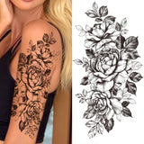 Qfdian  Lily Chains Flower Temporary Tattoos For Women Girl Black Butterfly Dream Catcher Tattoo Sticker Fake Rose Sexy Tatoos Back Body
