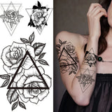 Qfdian  Fashion Mandala Flower Fake Tattoo Stickers For Women Adults Geometry Totem Temporary Tattoos DIY Party Waterproof Tattos Leaves