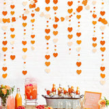 Qfdian  Autumn Paper Heart Garlands Orange Love Hanging Streamers for Fall Wedding Bridal Shower Harvest Thanksgiving Party Decorations