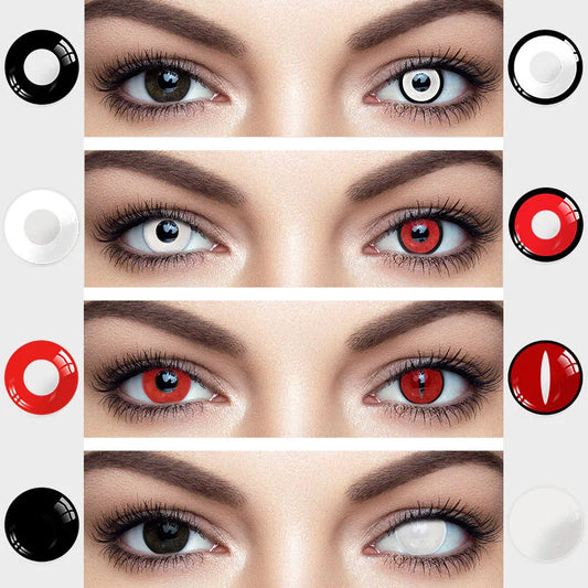 UYAAI 2pcs Halloween Colorful Contact Lenses Anime Cosplay Eye Lenses multicolored lenses Lenses White Black Red Lenses