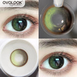 Qfdian 2pcs/pair Beauty Lenses Colored Lenses for Eyes Comestic Color Contact Lenses Green Violet Prescription Lens Yearly Use