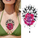 Qfdian  Fashion Mandala Flower Fake Tattoo Stickers For Women Adults Geometry Totem Temporary Tattoos DIY Party Waterproof Tattos Leaves
