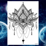 Qfdian  Tribal Henna Temporary Tattoos For Women Girls Adult Lace Black Mandala Tattoo Sticker Fake Flower Lotus Moon Tatoos Waterproof