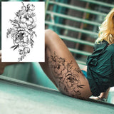 Qfdian  Black Tulip Totem Tattoos Stickers Women Body Waist Arm Art Bracelet Tattoos Temporary Girls Butterfly Tatoos Rose Chains