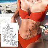 Qfdian  Realistic Sexy Peony Tattoos Temporary Women Adult Flower Arm Tattoos Sticker Waterproof Fake Floral Bloosom Body Leg Art Tatoos