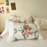 Vintage Floral Dovet Cover Set Elegant and Shabby Ruffle Farmhouse 100%Cotton White Soft Pink Girls Bedding Princess Bedskirt
