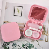 Qfdian 1Pcs Color Contact Lenses Case with Mirror Unisex Lovely Travel Kit Cute Style Solid Container Glasses Lenses Box