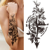 Qfdian  Lily Chains Flower Temporary Tattoos For Women Girl Black Butterfly Dream Catcher Tattoo Sticker Fake Rose Sexy Tatoos Back Body