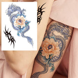 Qfdian  Sexy Tiger Flower Temporary Tattoo For Women Girl Skull Leopard Lion Tattoos Sticker Black Fake Tribal Animal Large Wasit Tattos