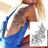 Qfdian  Realistic Sexy Peony Tattoos Temporary Women Adult Flower Arm Tattoos Sticker Waterproof Fake Floral Bloosom Body Leg Art Tatoos
