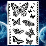 Qfdian  Tribal Henna Temporary Tattoos For Women Girls Adult Lace Black Mandala Tattoo Sticker Fake Flower Lotus Moon Tatoos Waterproof