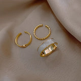 3pcs/set Boho White Enamel Round Metal Ring Sets Geometric Twist Open Adjustable Rings Sets for Women Girl Wedding Jewelry Gift