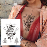 Qfdian  Sexy Tiger Flower Temporary Tattoo For Women Girl Skull Leopard Lion Tattoos Sticker Black Fake Tribal Animal Large Wasit Tattos