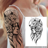 Qfdian  Sexy Tiger Flower Temporary Tattoo For Women Girl Skull Leopard Lion Tattoos Sticker Black Fake Tribal Animal Large Wasit Tattos