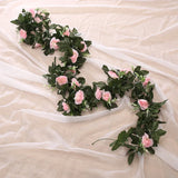 Qfdian  Silk Artificial Rose Vine Hanging Flowers for Wall Christmas Rattan Fake Plants Leaves Garland Romantic Wedding Home Decoration