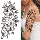 Qfdian  Lily Chains Flower Temporary Tattoos For Women Girl Black Butterfly Dream Catcher Tattoo Sticker Fake Rose Sexy Tatoos Back Body