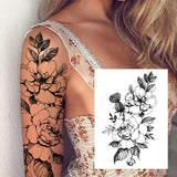 Qfdian  Sexy Tiger Flower Temporary Tattoo For Women Girl Skull Leopard Lion Tattoos Sticker Black Fake Tribal Animal Large Wasit Tattos