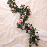 Qfdian  Silk Artificial Rose Vine Hanging Flowers for Wall Christmas Rattan Fake Plants Leaves Garland Romantic Wedding Home Decoration