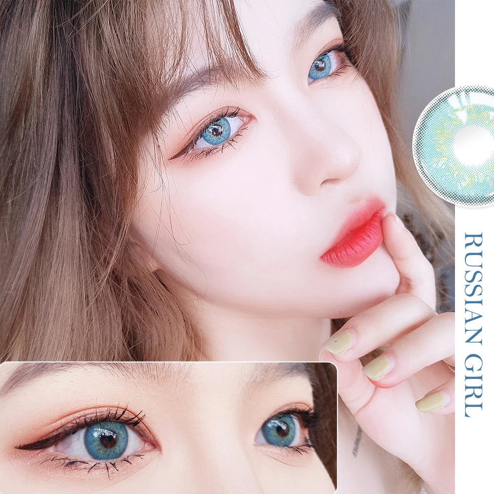 OVOLOOK-2pcs/pair Lenses 3 Tone Colored Contact Lenses for Eyes Beautiful Colorful Eyes Lenses Color Contacts