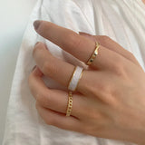 3pcs/set Boho White Enamel Round Metal Ring Sets Geometric Twist Open Adjustable Rings Sets for Women Girl Wedding Jewelry Gift