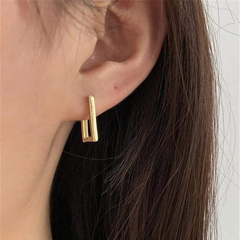 Square Geometric Earrings For Women Rectangular Gold Color Metal Earrings New Trendy Jewelry Gifts