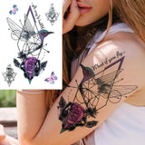 Qfdian  Realistic Orchid Lily Flower Temporary Tattoo For Women Rose Fake Tattoo Sticker Cluster Realistic Water Transfer Black Tatoos