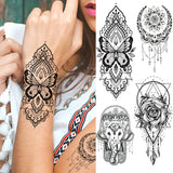 Qfdian  Large Realistic Flower Fake Tattoo Stickers For Woman Female Azalea Snake Flower Temporary Tattoos Body Art Water Transfer Tatoo