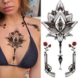 Qfdian  Cage Life Tree Bird Temporary Tattoo For Women Wolf Black Cat Fake Jewelry Tattoo Sticker Dream Catcher Water Transfer Tatoo