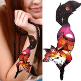 Qfdian  Cage Life Tree Bird Temporary Tattoo For Women Wolf Black Cat Fake Jewelry Tattoo Sticker Dream Catcher Water Transfer Tatoo