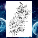 Qfdian  Flower Peony Temporary Tattoos For Women Girls Flora Snake Tattoo Sticker Black Lavender Sexy Fake Large Tatoos Sweatpea Dahlia