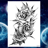 Qfdian  Flower Peony Temporary Tattoos For Women Girls Flora Snake Tattoo Sticker Black Lavender Sexy Fake Large Tatoos Sweatpea Dahlia
