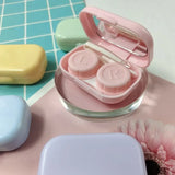 Qfdian 2 Pcs Contact Lens Cases with Mirror Unisex Travel Easy Carry Colored Container Lenses Box